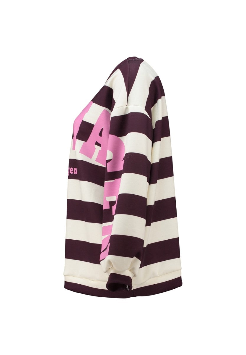 Hailys Damen Oversize Sweatshirt Streifen Print Copenhagen Lila Rosa XS-XXL