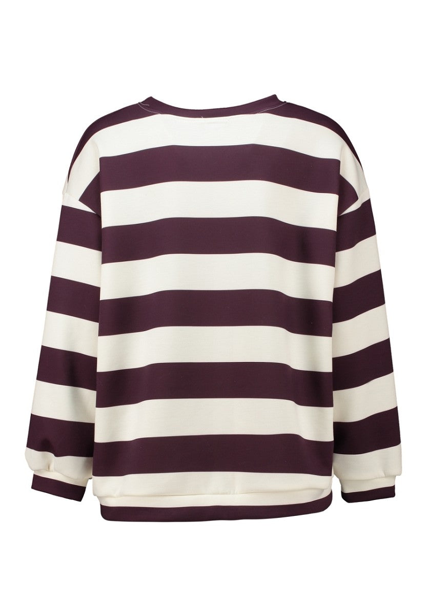 Hailys Damen Oversize Sweatshirt Streifen Print Copenhagen Lila Rosa XS-XXL