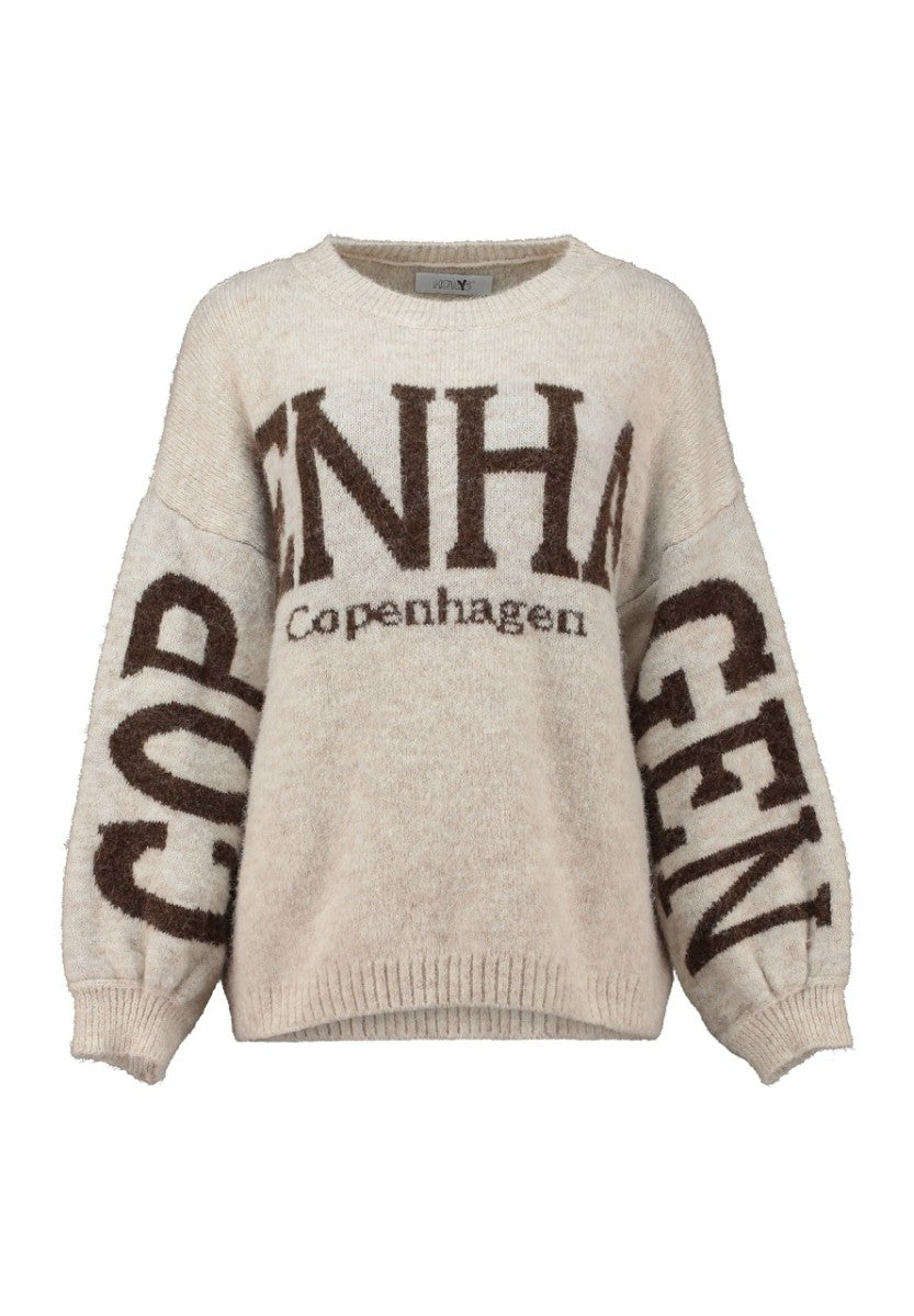 Hailys Damen Strickpullover Oversize Pullover Copenhagen Grobstrick Beige XS-XL