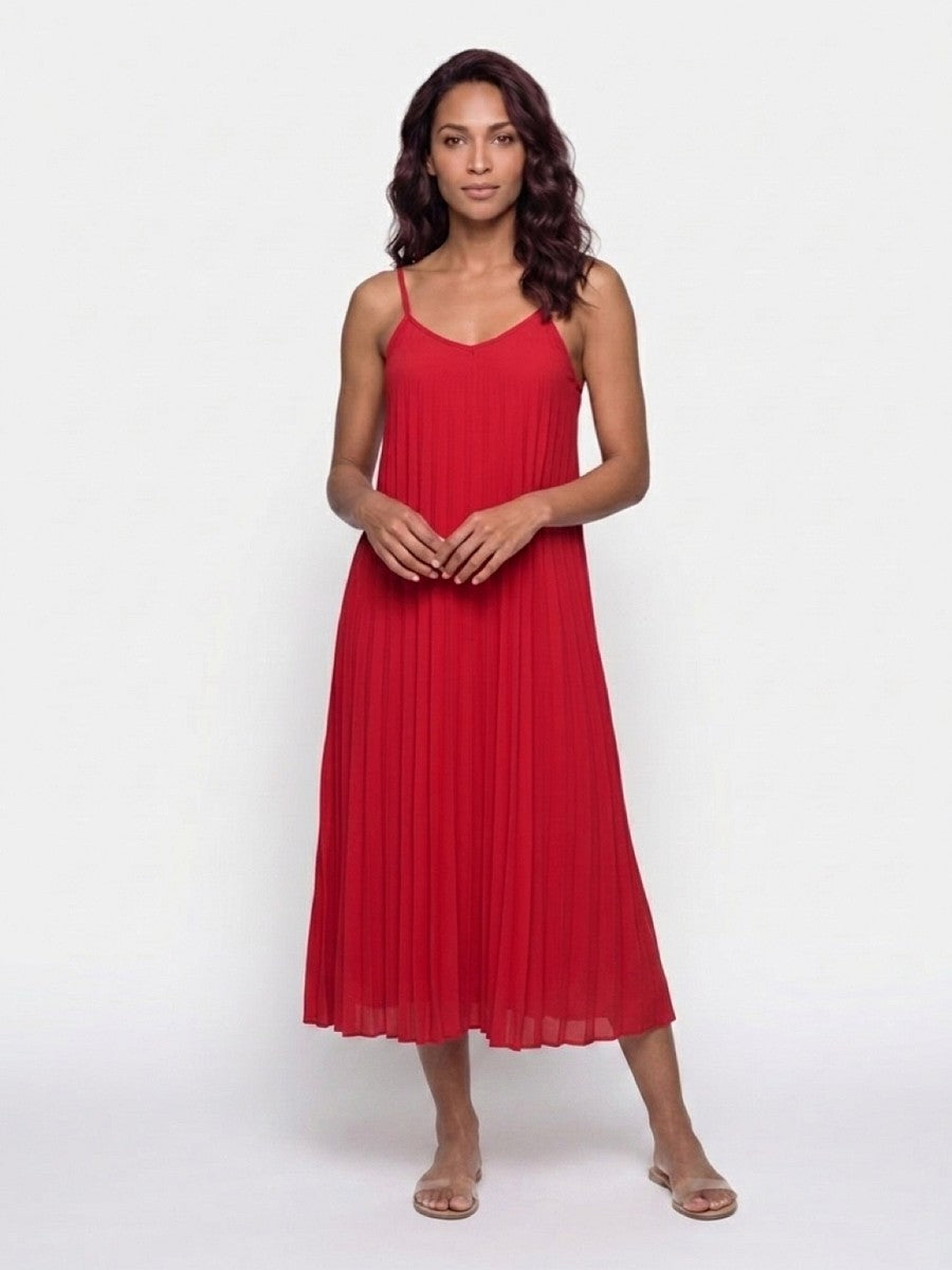 Hailys Damen Plissee Kleid Rot Sommerkleid Trägerkleid Elegant Freizeit XS - XXL