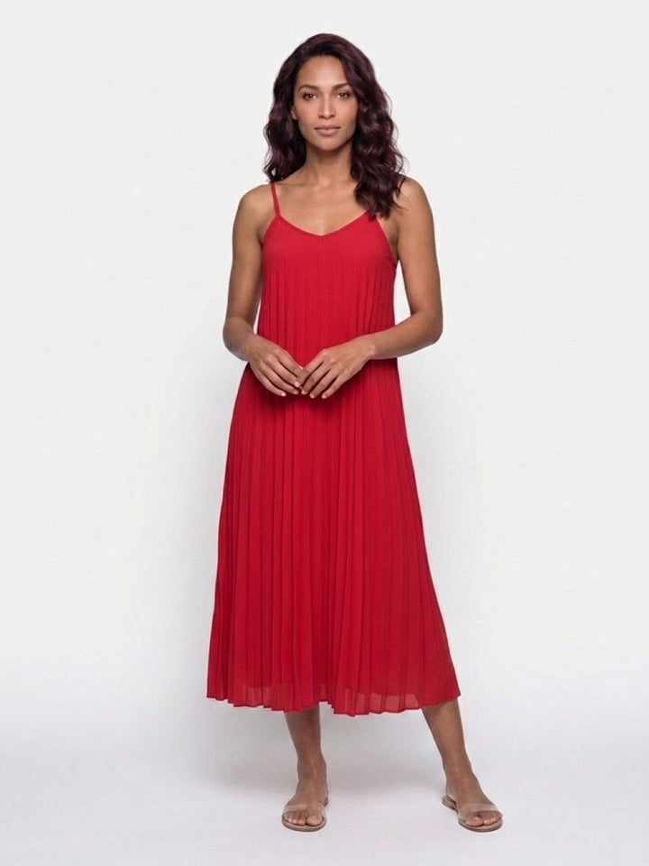 Hailys Damen Plissee Kleid Rot Sommerkleid Trägerkleid Elegant Freizeit XS - XXL