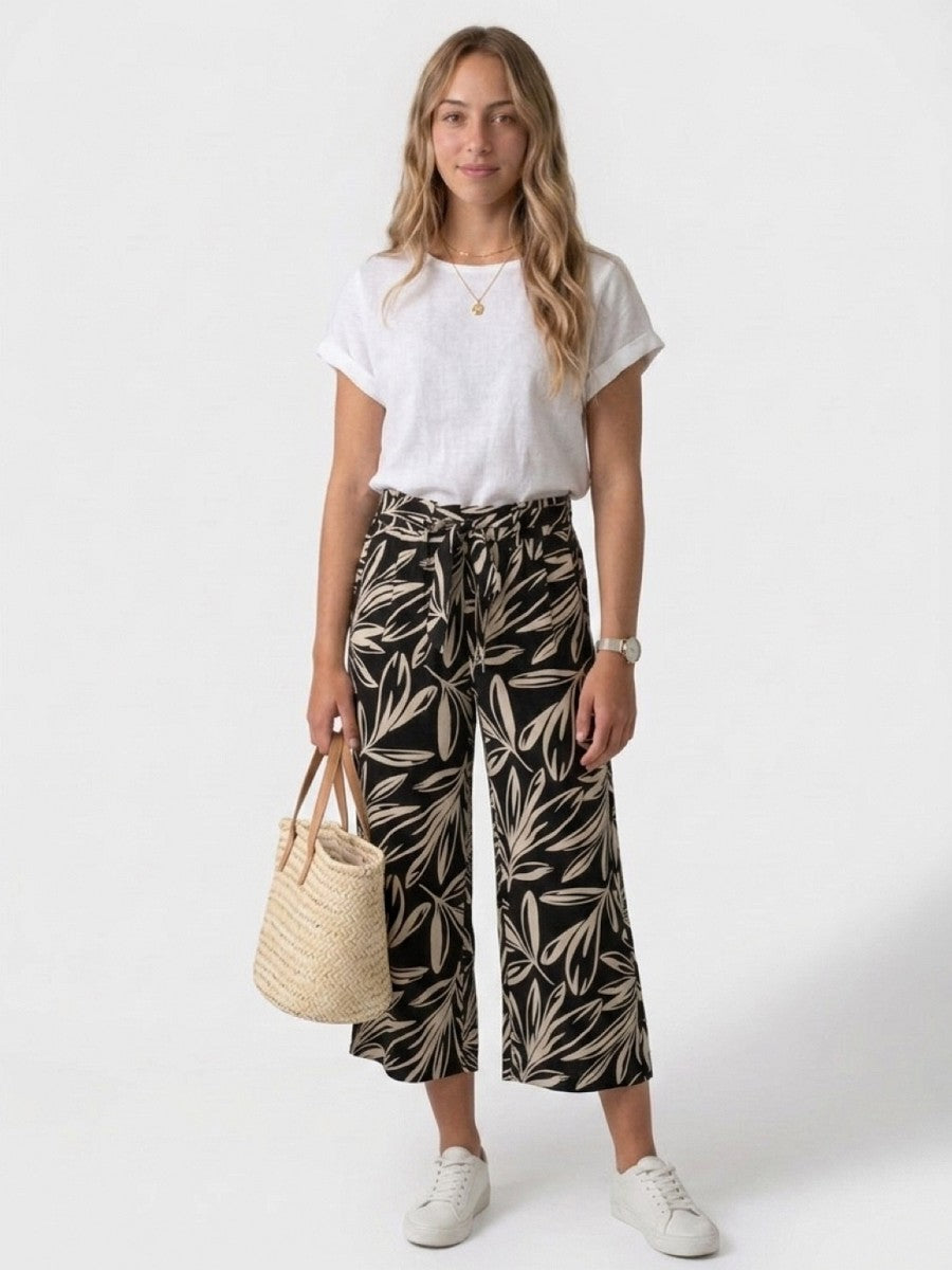 Hailys Damen Culotte Hose Palazzo Sommerhose Schwarz Creme Viskose XS-XXL