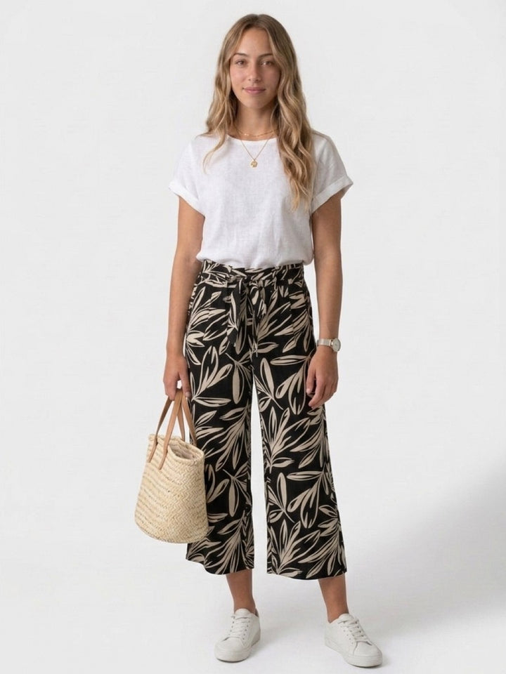 Hailys Damen Culotte Hose Palazzo Sommerhose Schwarz Creme Viskose XS-XXL