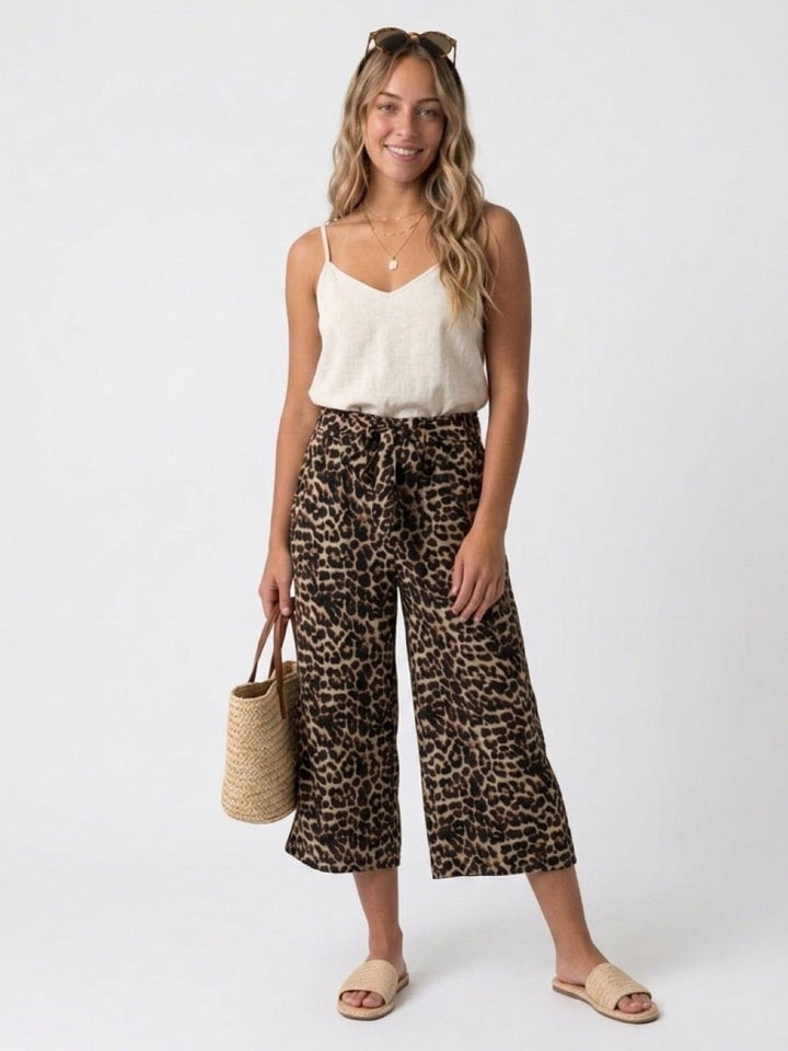 Hailys Damen Culotte Hose Palazzo Sommerhose Leo Animal Print Viskose XS-XL