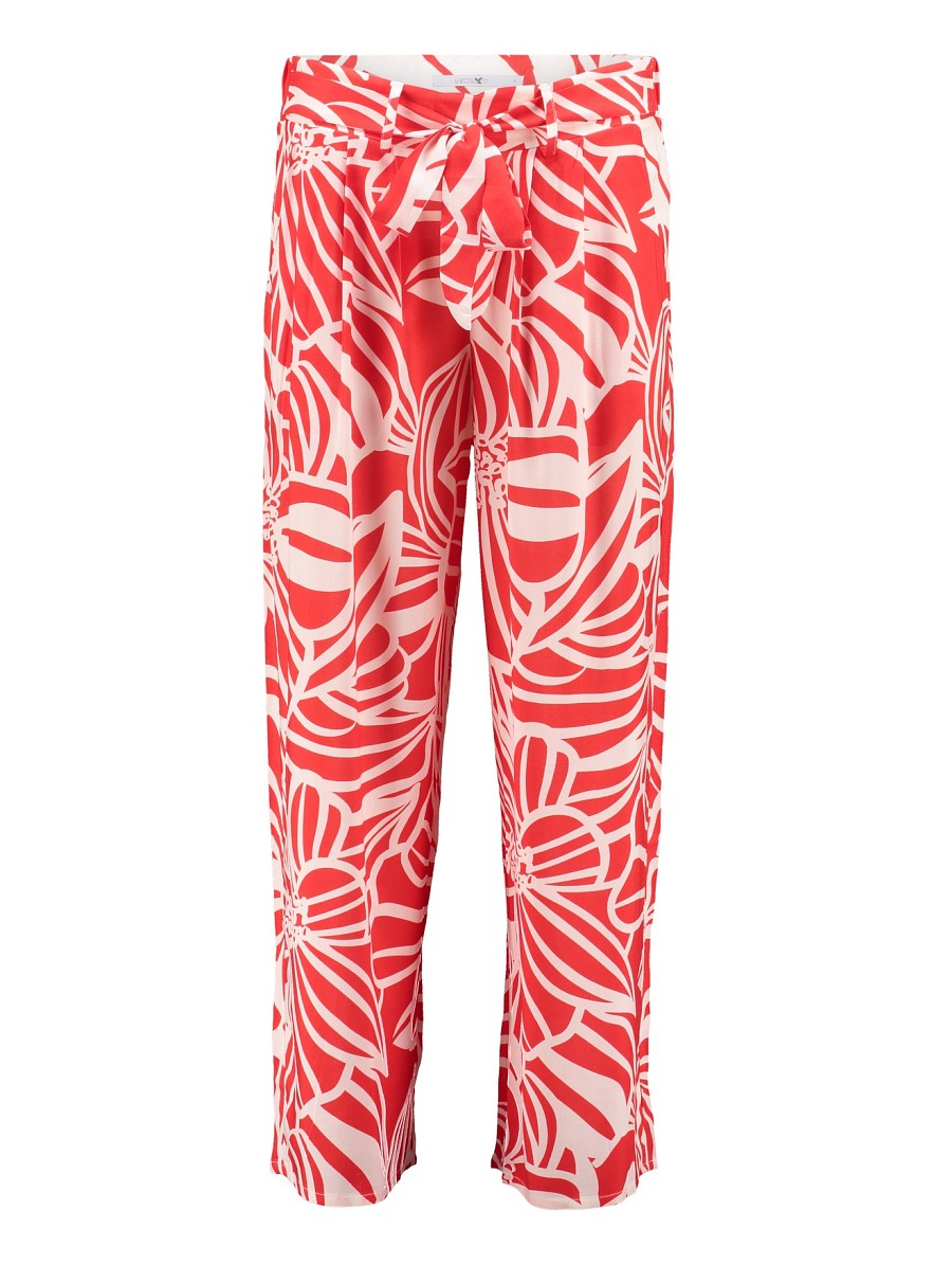 Hailys Damen Culotte Hose Palazzo Sommerhose Rot Creme Tropical Viskose XS-XXL