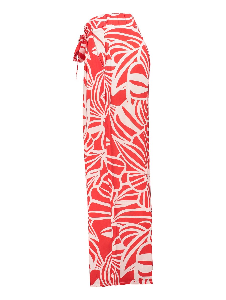 Hailys Damen Culotte Hose Palazzo Sommerhose Rot Creme Tropical Viskose XS-XXL