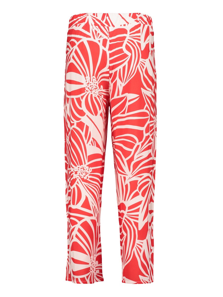 Hailys Damen Culotte Hose Palazzo Sommerhose Rot Creme Tropical Viskose XS-XXL