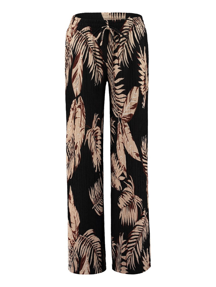 Hailys Damen weite Hose Gummibund Bindeband Stretch schwarz creme XS bis XXL