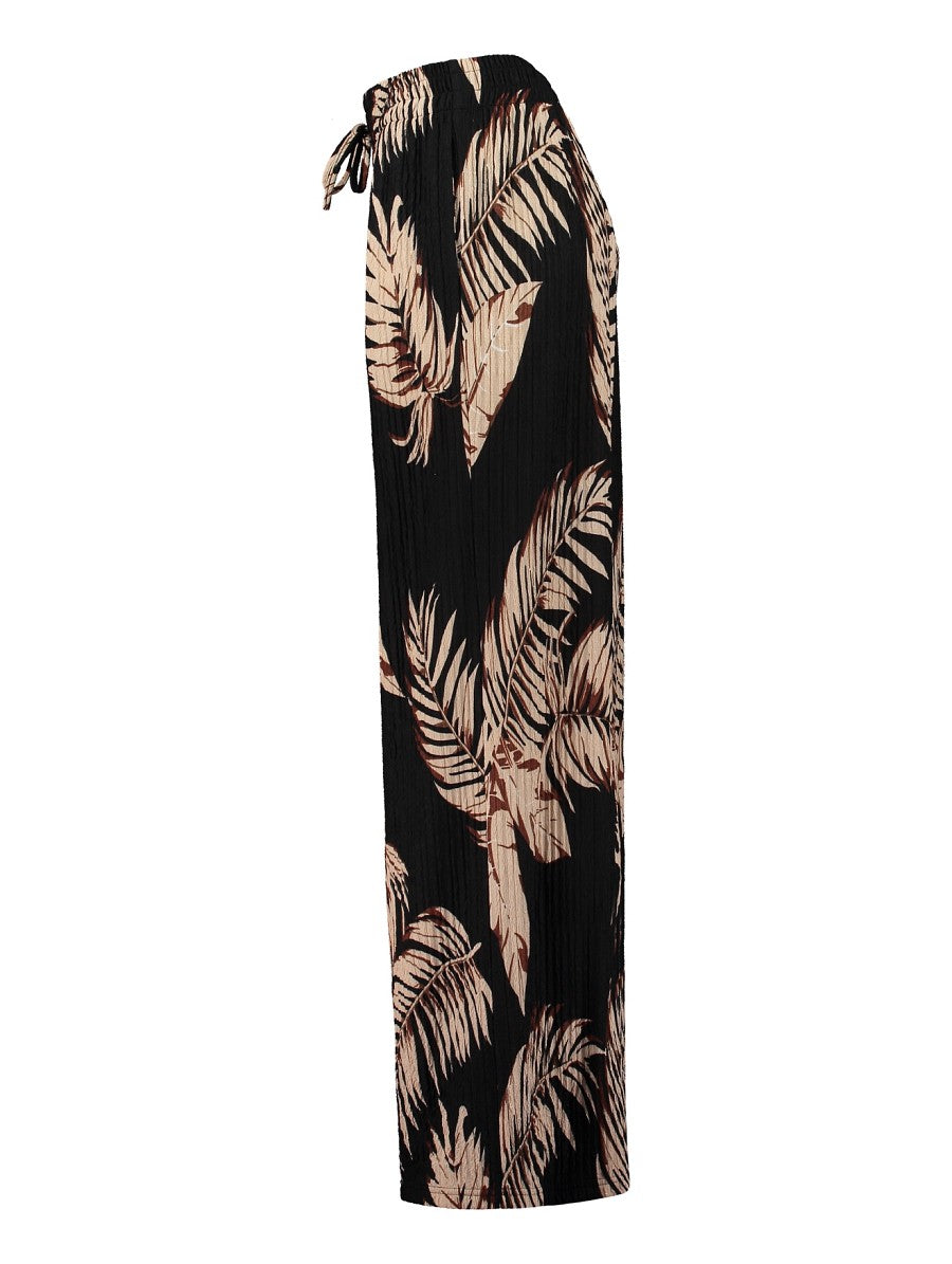 Hailys Damen weite Hose Gummibund Bindeband Stretch schwarz creme XS bis XXL