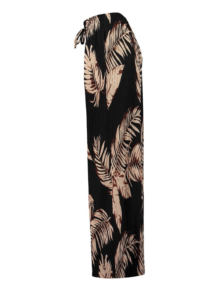 Hailys Damen weite Hose Gummibund Bindeband Stretch schwarz creme XS bis XXL