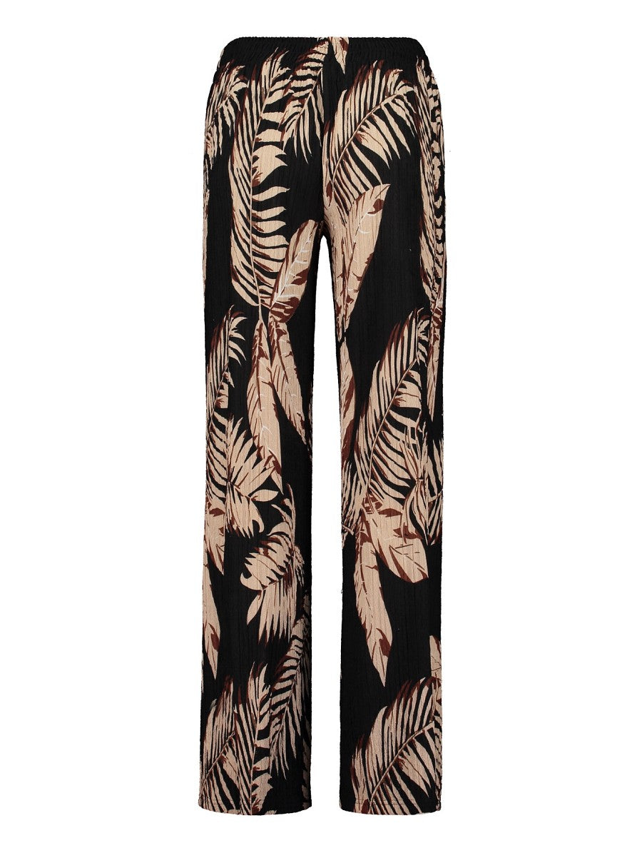 Hailys Damen weite Hose Gummibund Bindeband Stretch schwarz creme XS bis XXL