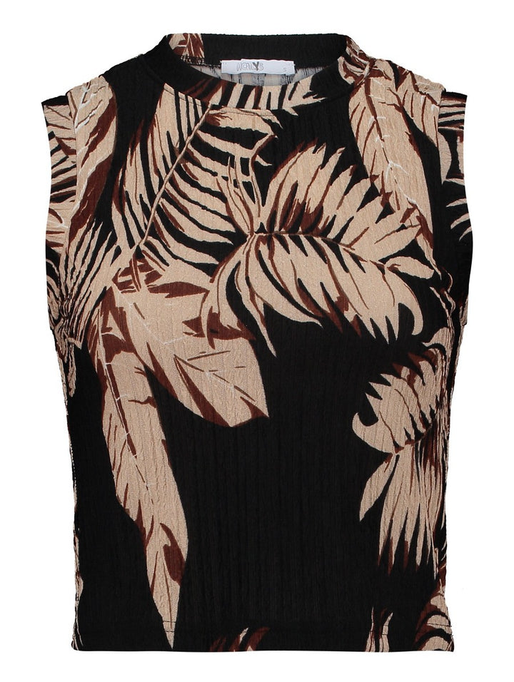 Hailys Damen Top ärmellos Rundhals Ausschnitt Stretch schwarz creme XS bis XXL