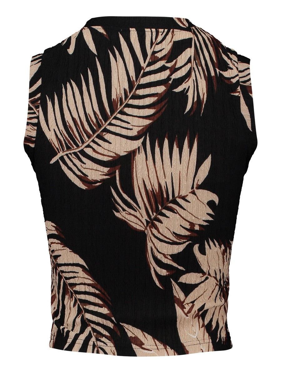 Hailys Damen Top ärmellos Rundhals Ausschnitt Stretch schwarz creme XS bis XXL