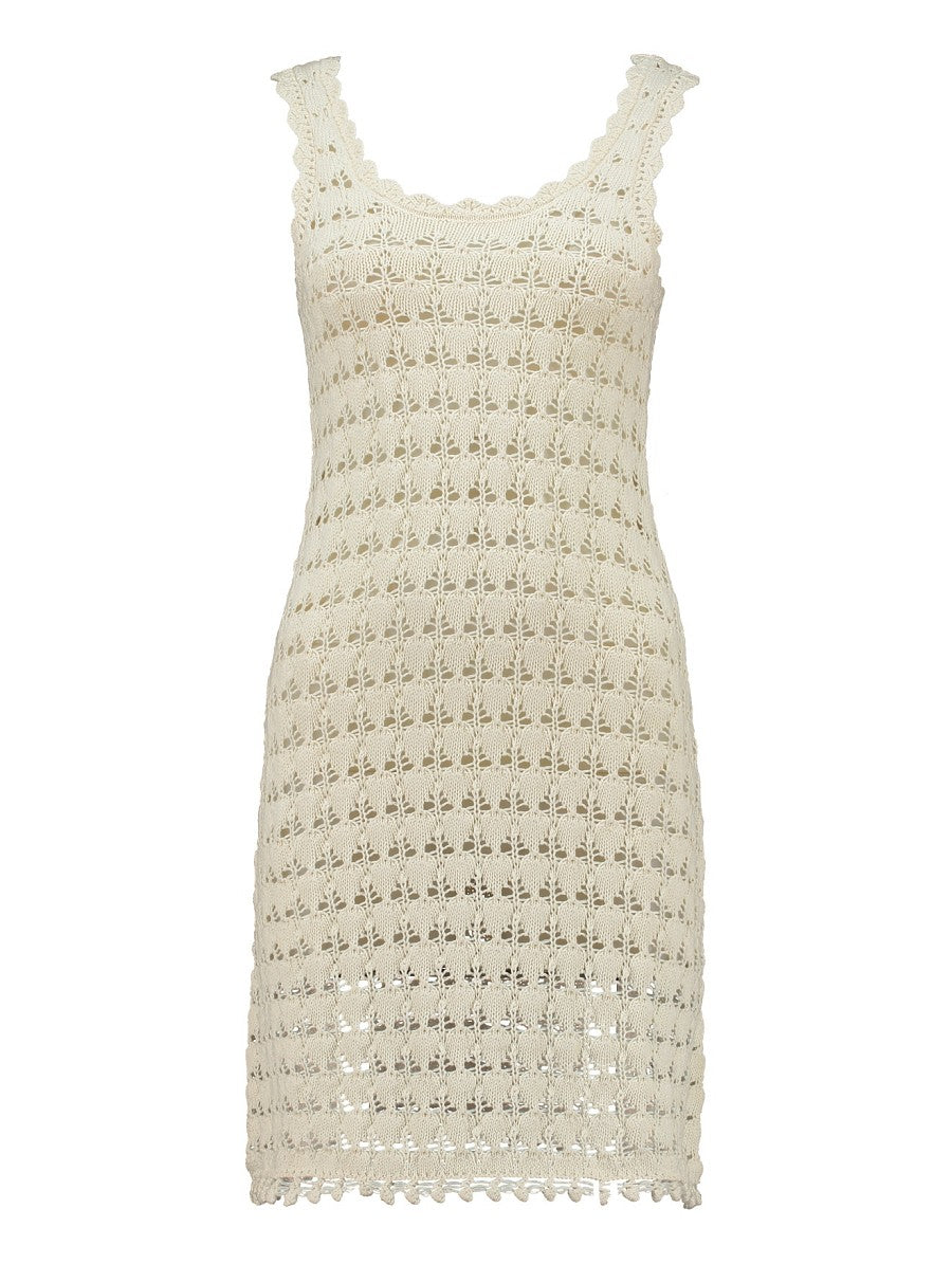 Haileys Häkelkleid Strandkleid Creme Beige Sommerkleid Crochet Beach XS - XXL