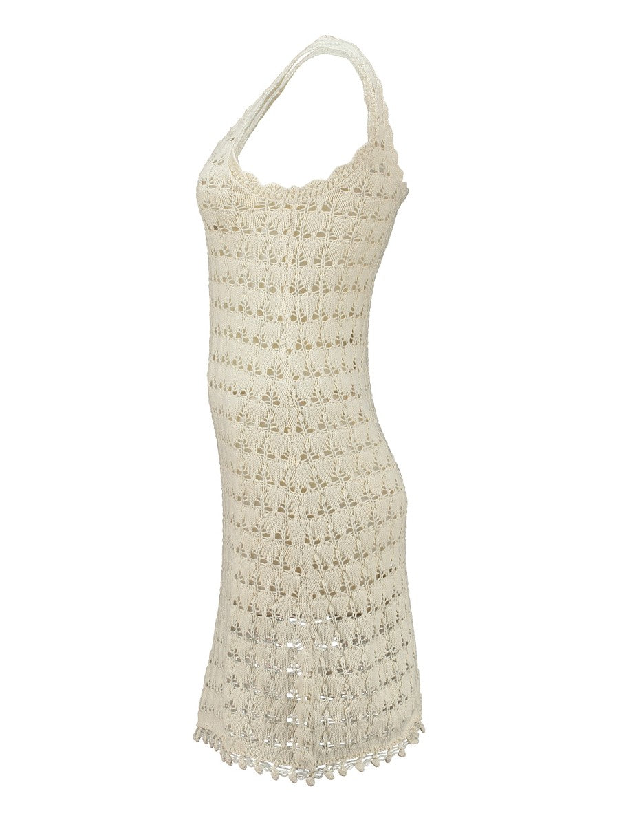 Haileys Häkelkleid Strandkleid Creme Beige Sommerkleid Crochet Beach XS - XXL