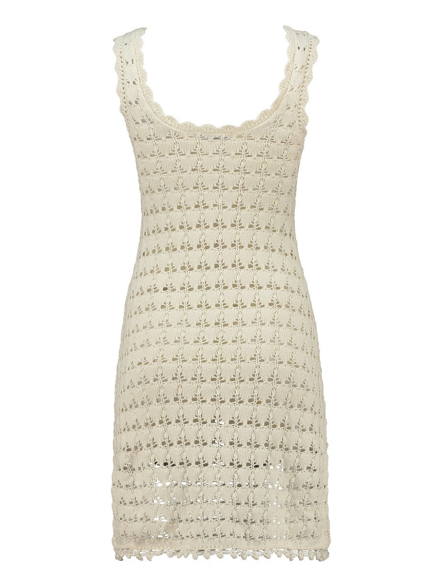 Haileys Häkelkleid Strandkleid Creme Beige Sommerkleid Crochet Beach XS - XXL