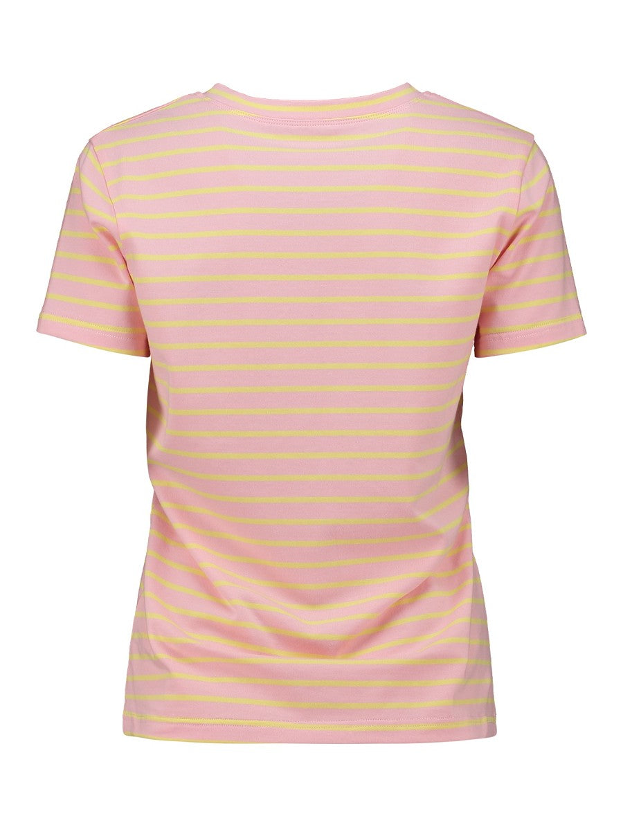 Hailys Damen T-Shirt gestreift Rosa Gelb Bisou Kurzarm Rundhals Baumwolle XS-L