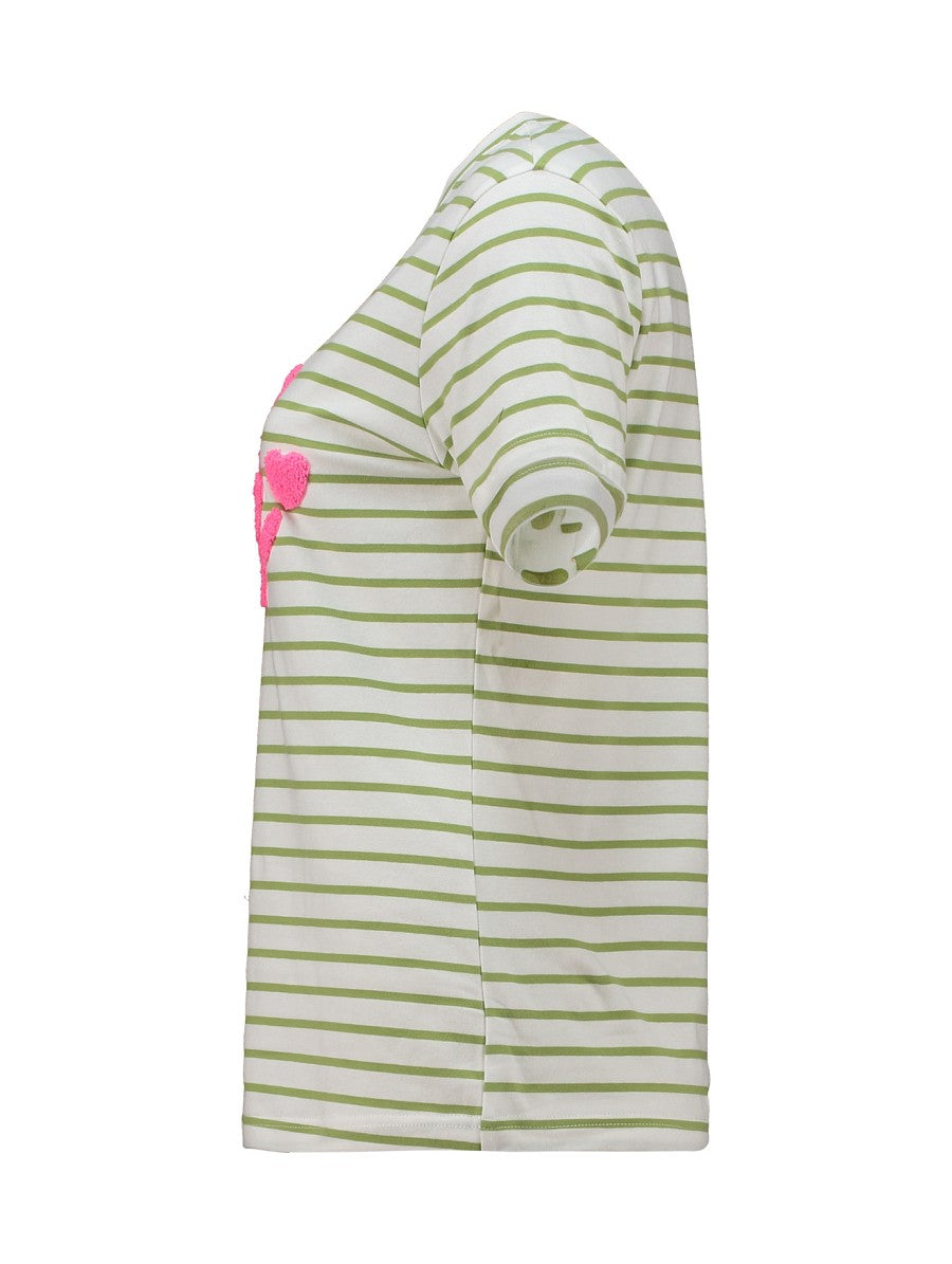 Hailys Damen T-Shirt gestreift Weiß Grün Smile Kurzarm Rundhals Baumwolle XS-L