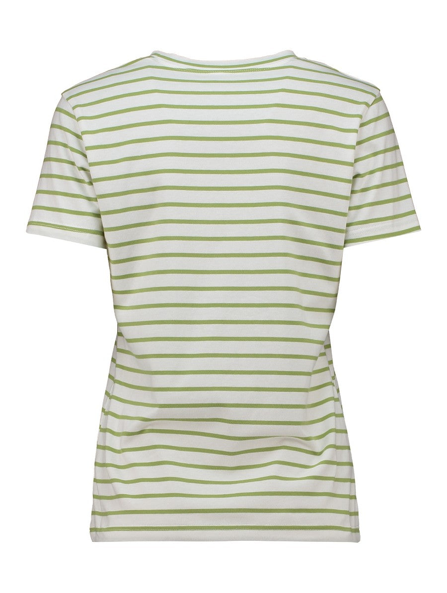 Hailys Damen T-Shirt gestreift Weiß Grün Smile Kurzarm Rundhals Baumwolle XS-L