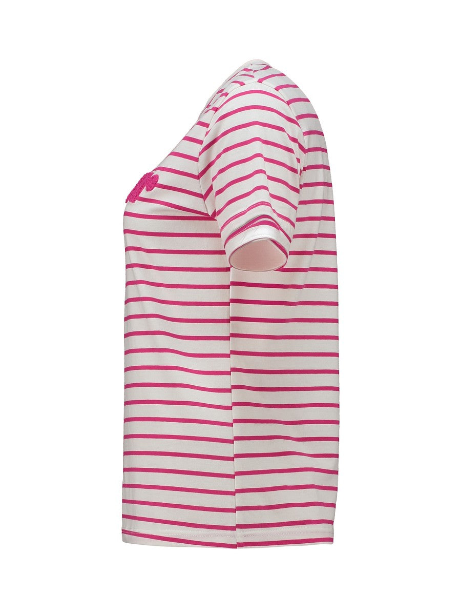Hailys Damen T-Shirt gestreift Weiß Pink Amour Kurzarm Rundhals Baumwolle XS-L