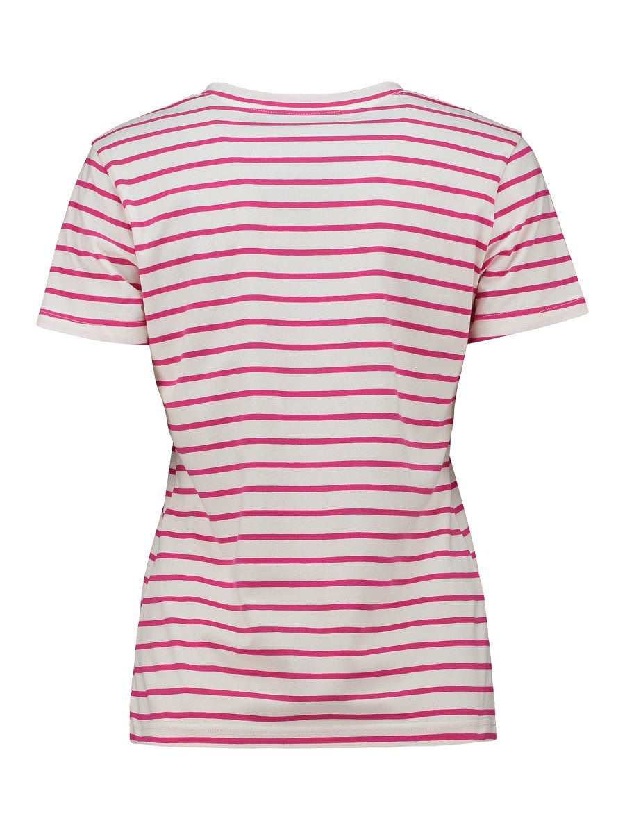 Hailys Damen T-Shirt gestreift Weiß Pink Amour Kurzarm Rundhals Baumwolle XS-L