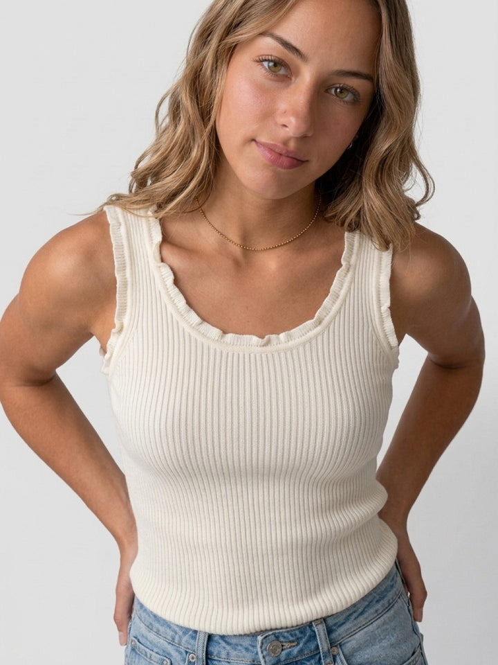 Hailys Damen Stricktop Ripp Creme XS-XXL Feinstrick Basic Ärmellos Stretch