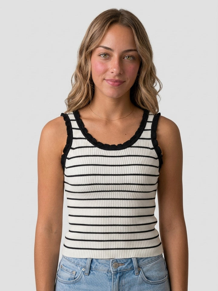 Hailys Damen Stricktop Ripp Creme Schwarz XS-XXL Feinstrick Basic Ärmellos Stretch
