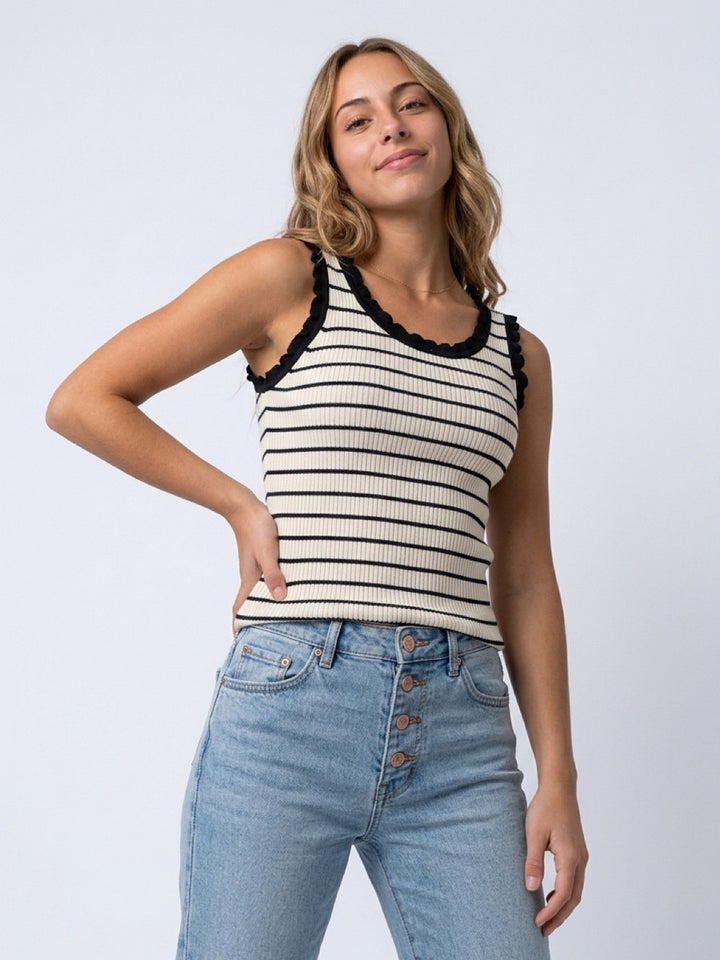 Hailys Damen Stricktop Ripp Creme Schwarz XS-XXL Feinstrick Basic Ärmellos Stretch