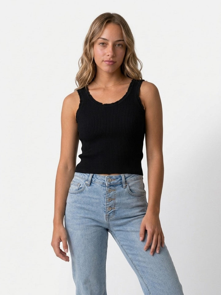 Hailys Damen Stricktop Ripp Schwarz XS-XXL Feinstrick Basic Ärmellos Stretch
