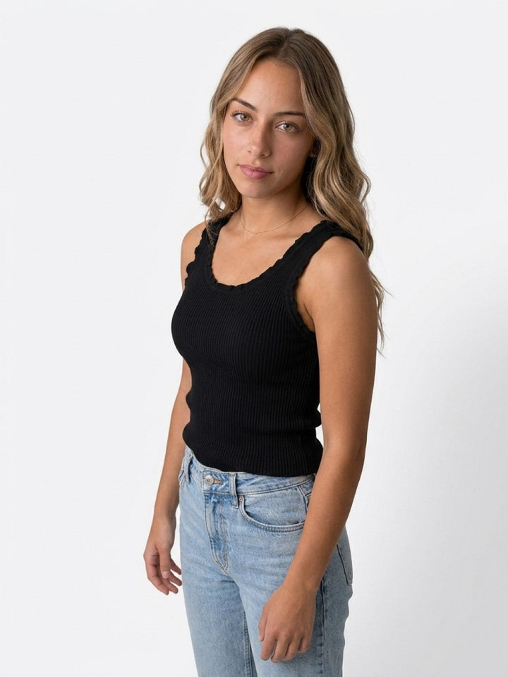 Hailys Damen Stricktop Ripp Schwarz XS-XXL Feinstrick Basic Ärmellos Stretch
