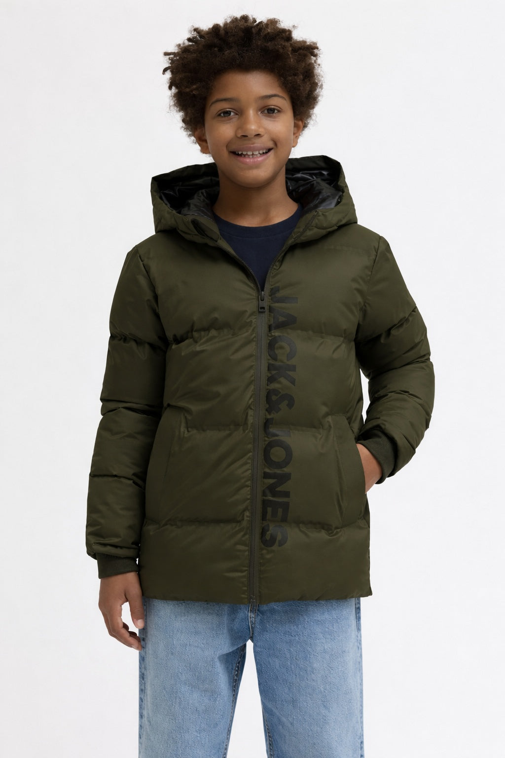 JACK & JONES Winterjacke Steppjacke wattiert oliv khaki grün Größe 128 - 176
