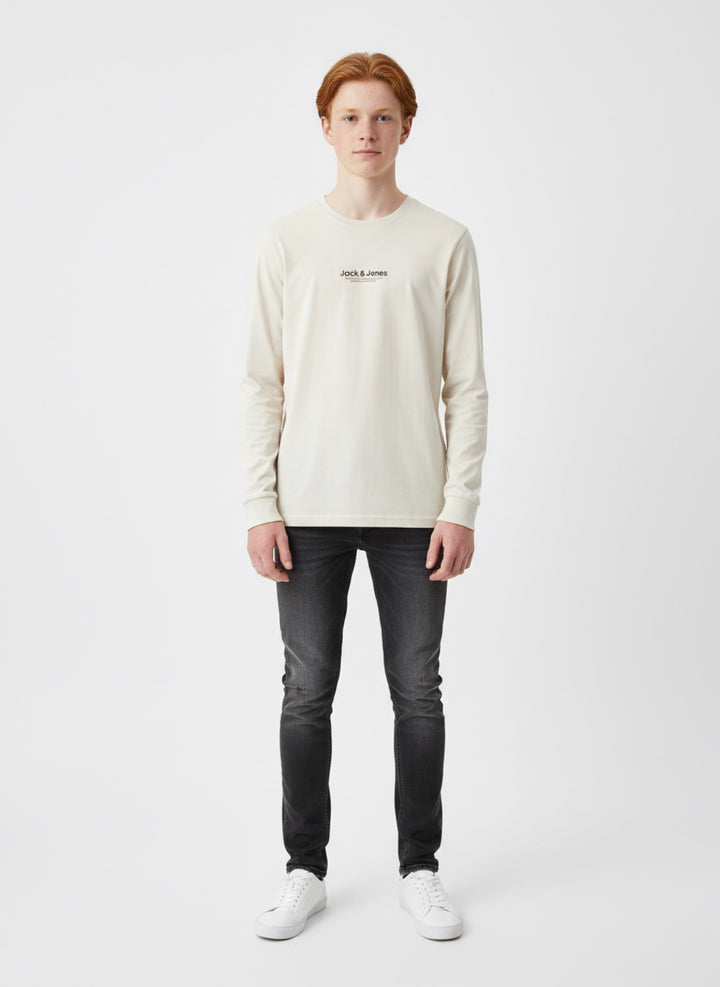 JACK & JONES Junior Longsleeve T-shirt JWHVesterbro grau creme Größe 128 - 176