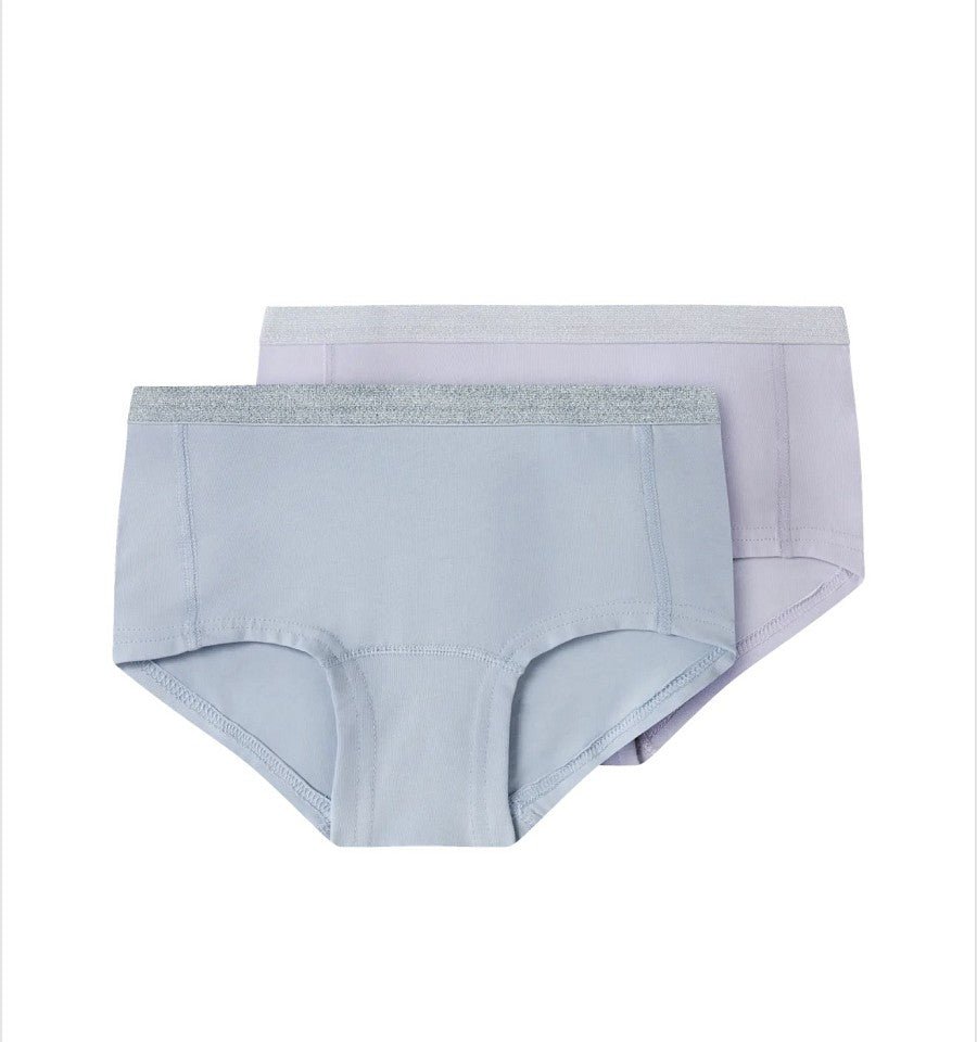 NAME IT 2er Pack Hipster Unterhosen Slip Set hellblau flieder Größe 116 bis 158/164