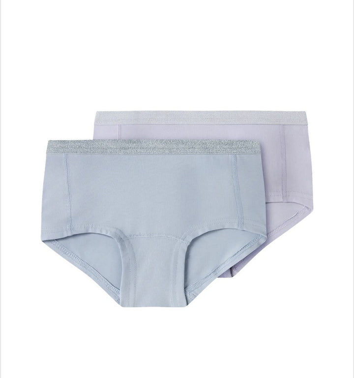 NAME IT 2er Pack Hipster Unterhosen Slip Set hellblau flieder Größe 116 bis 158/164