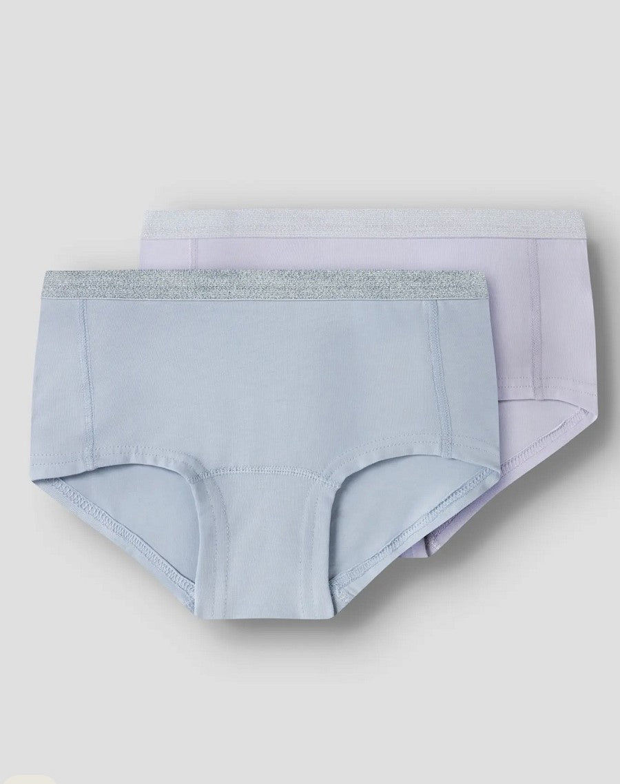 NAME IT 2er Pack Hipster Unterhosen Slip Set hellblau flieder Größe 116 bis 158/164