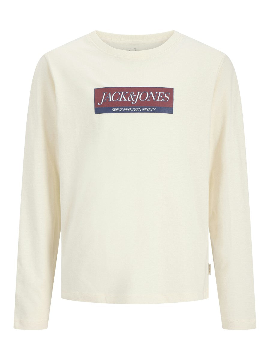 Jack & Jones Kids Kinder Langarmshirt Jungen Logo Longsleeve beige Baumwolle 140 - 176