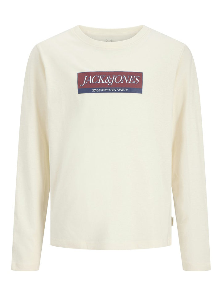 Jack & Jones Kids Kinder Langarmshirt Jungen Logo Longsleeve beige Baumwolle 140 - 176
