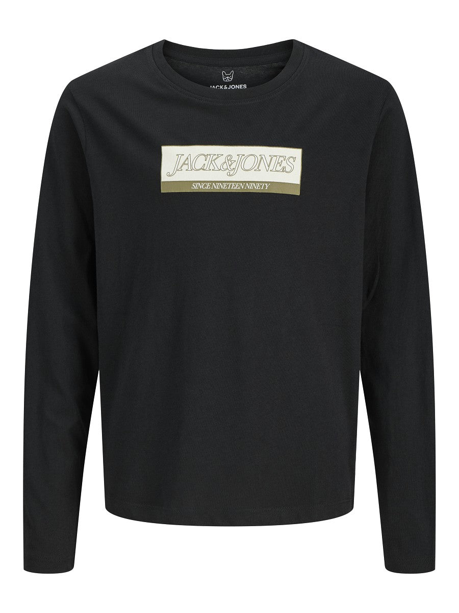 Jack & Jones Kids Kinder Langarmshirt Jungen Logo Longsleeve schwarz Baumwolle 140 - 176