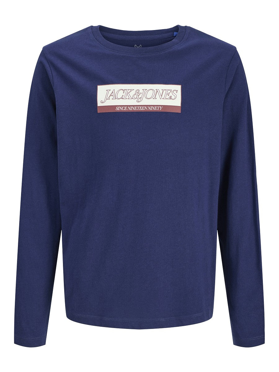 Jack & Jones Kids Kinder Langarmshirt Jungen Logo Longsleeve blau Baumwolle 140 - 176