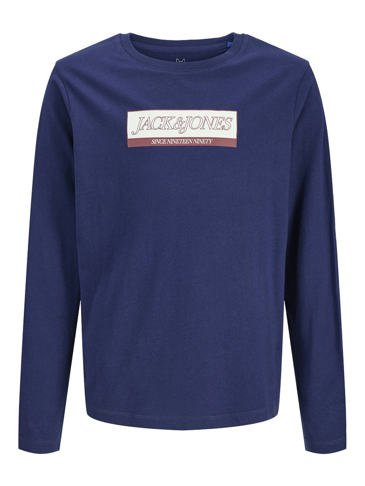 Jack & Jones Kids Kinder Langarmshirt Jungen Logo Longsleeve blau Baumwolle 140 - 176