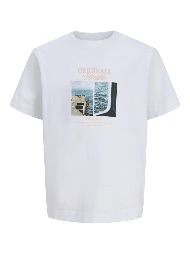 JACK & JONES Junior Kids Jungen T-shirt Shirt Baumwolle Sommer weiß 128 - 176