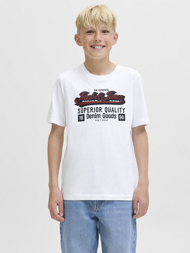 JACK & JONES Junior Jungen T-shirt Kinder Shirt Baumwolle weiß Gr.128 - 176