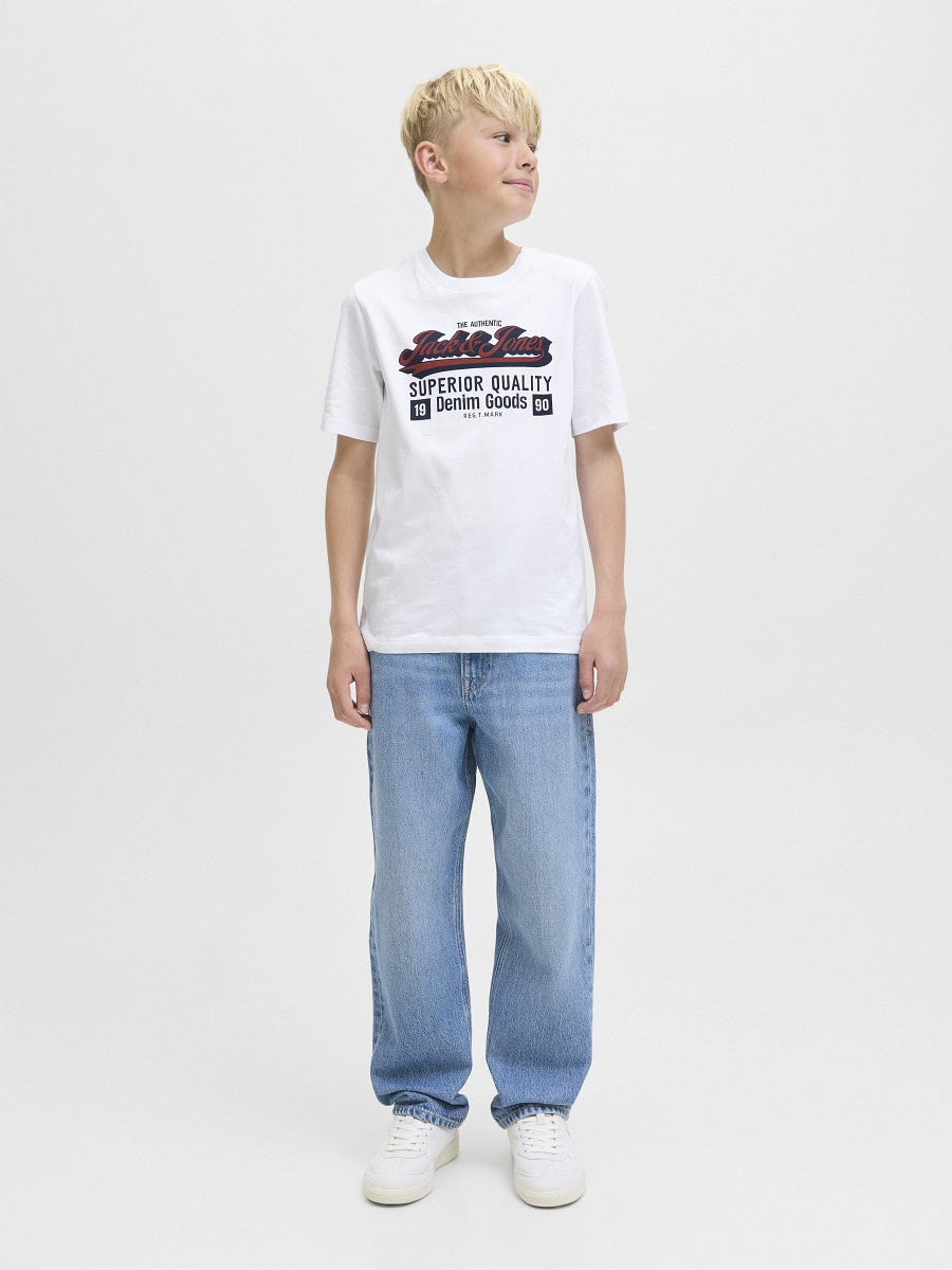JACK & JONES Junior Jungen T-shirt Kinder Shirt Baumwolle weiß Gr.128 - 176