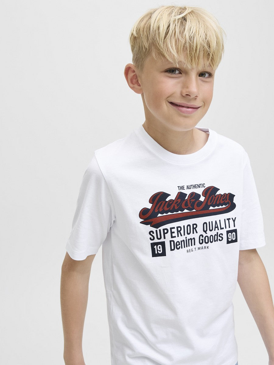 JACK & JONES Junior Jungen T-shirt Kinder Shirt Baumwolle weiß Gr.128 - 176