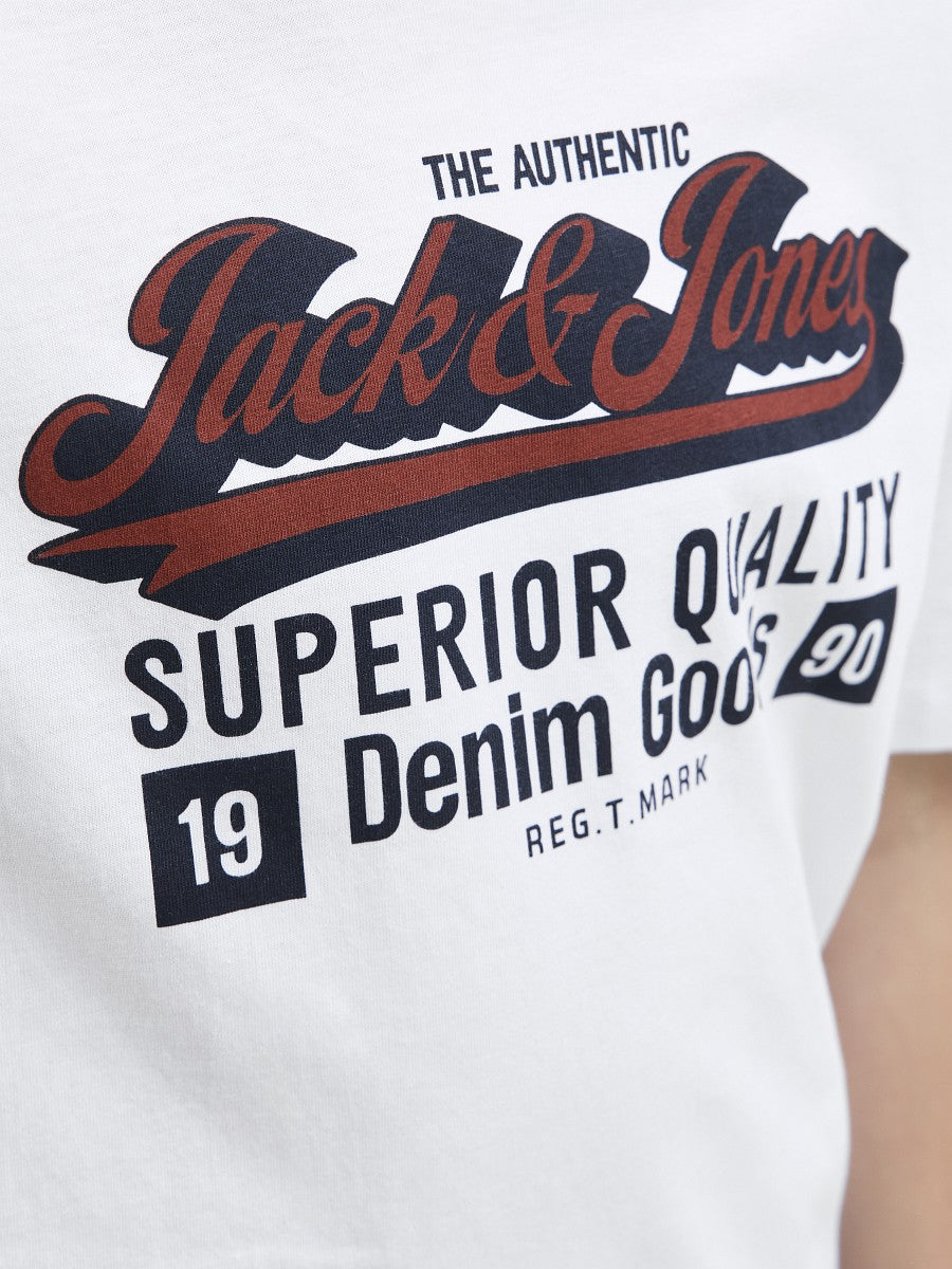 JACK & JONES Junior Jungen T-shirt Kinder Shirt Baumwolle weiß Gr.128 - 176