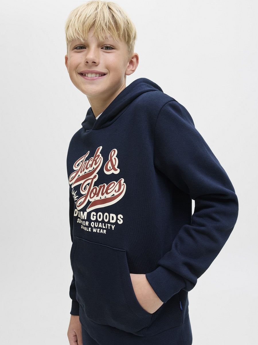 JACK & JONES Junior Kapuzenpullover Hoodie dunkelblau JJElogo Gr. 128 - 176