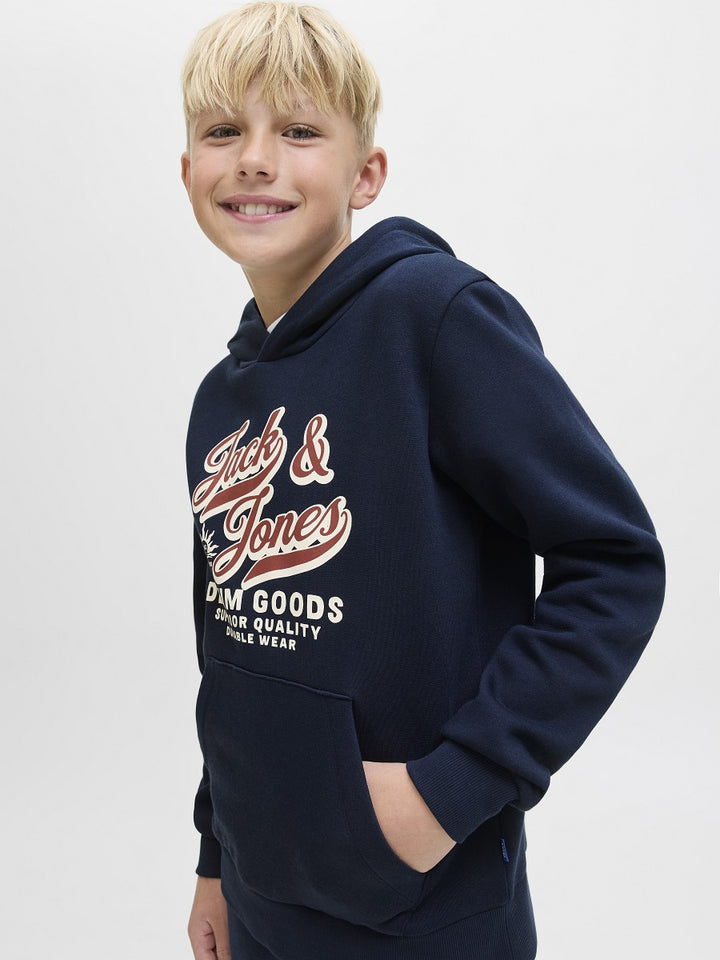 JACK & JONES Junior Kapuzenpullover Hoodie dunkelblau JJElogo Gr. 128 - 176