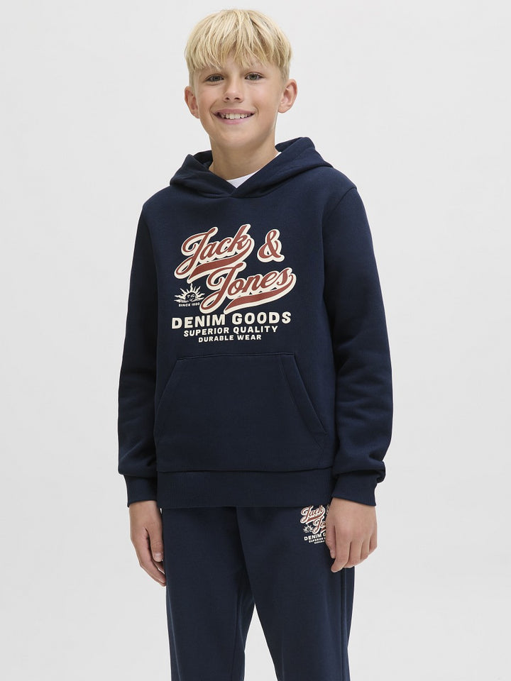 JACK & JONES Junior Kapuzenpullover Hoodie dunkelblau JJElogo Gr. 128 - 176