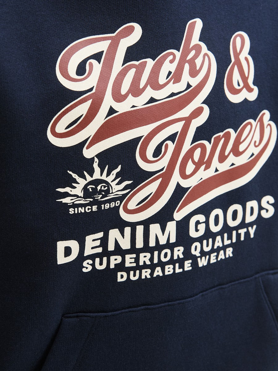 JACK & JONES Junior Kapuzenpullover Hoodie dunkelblau JJElogo Gr. 128 - 176