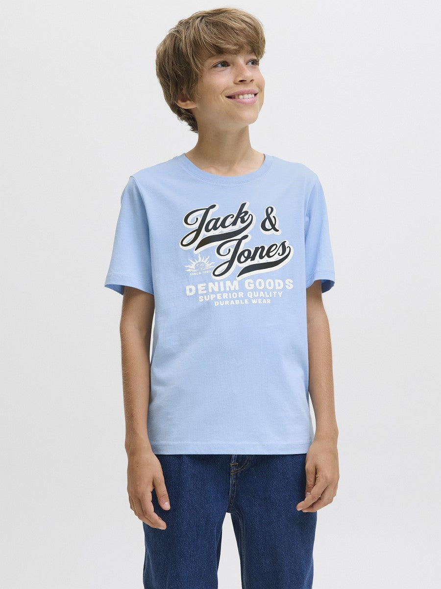 JACK & JONES Junior Jungen T-shirt Kinder Shirt Baumwolle hellblau Gr. 128 - 176